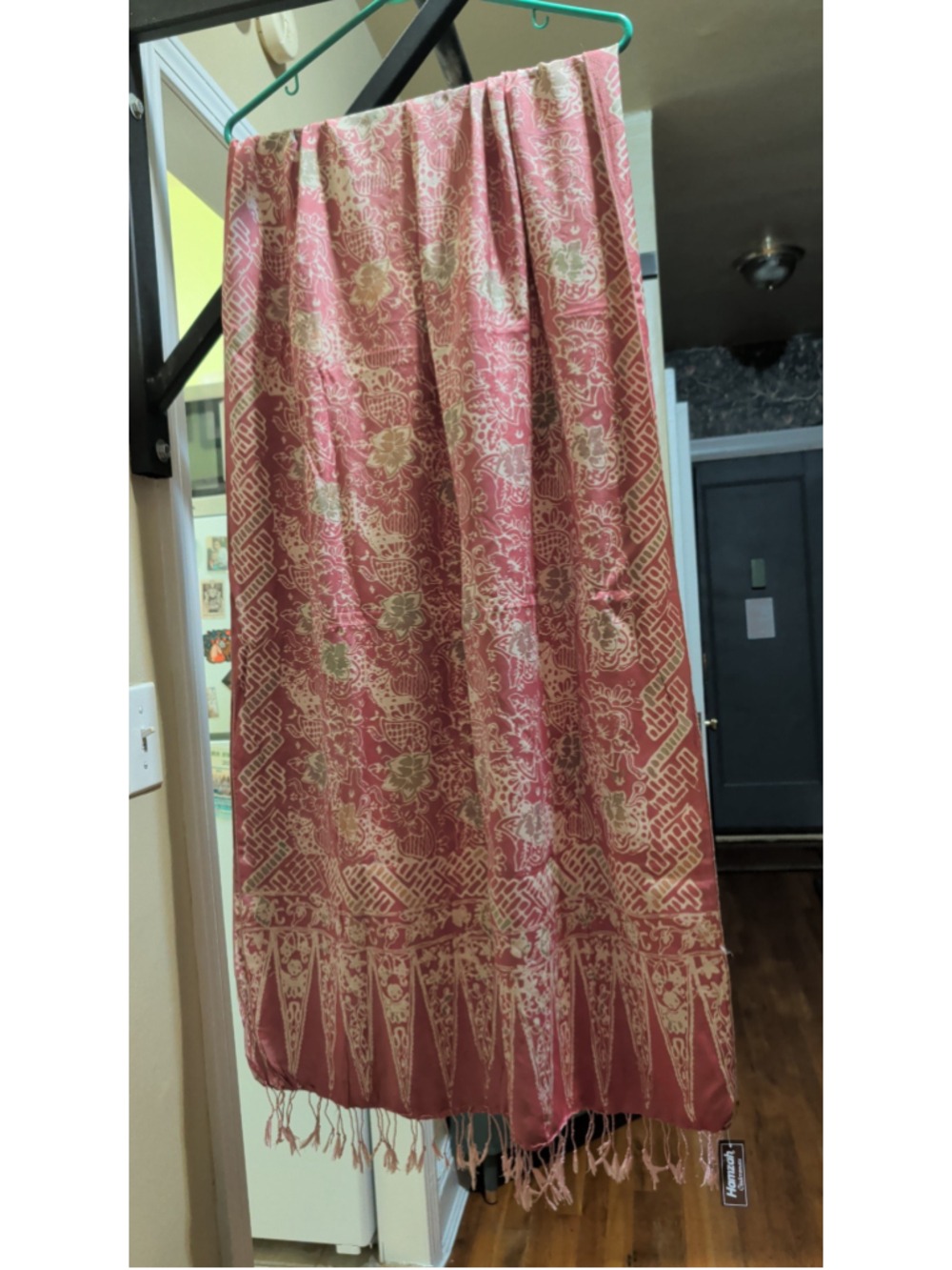 Women's Hamzah Batik Scarf One Size Pink and Beige Floral Wrap
